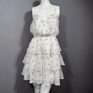 Trixxi White‎ Coquette Romantic Twee Mini Dress Small Floral Soft Girly Fairy